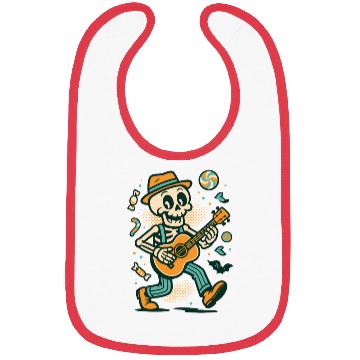 Discover Skeleton Musician with Candy and Bats Bibs