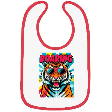 Discover Vibrant Roaring Tiger with Sunglasses Bibs