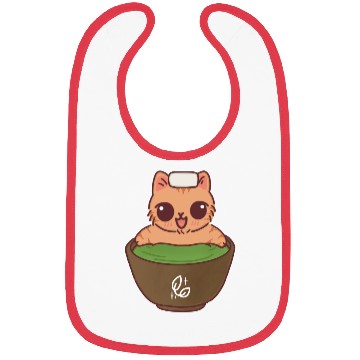 Discover Kawaii Cat in Matcha Onsen Bibs