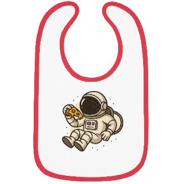 Discover Cute Astronaut Eating Pizza Illustration Bibs