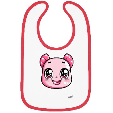 Discover Kawaii Pink Bear Face Illustration Bibs