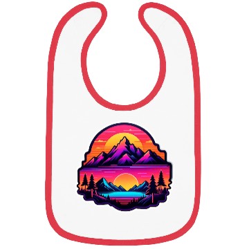 Discover Neon Mountain Sunset Landscape Bibs