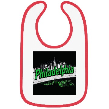 Discover Philadelphia Skyline Neon Design Bibs