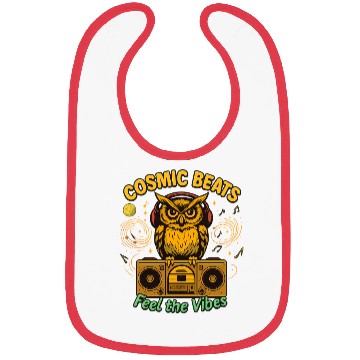 Discover Cosmic Beats Retro Owl Vintage Vibes Bibs