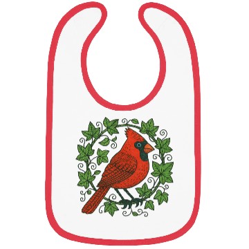 Discover Vibrant Cardinal Amidst Ivy Leaves Bibs