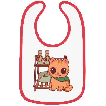 Discover Kawaii Cat at Matcha Station Bibs