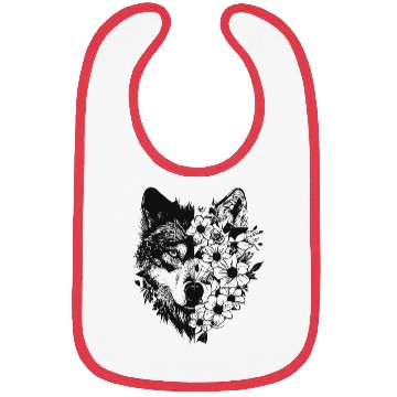 Discover Floral Wolf Silhouette Art Design Bibs
