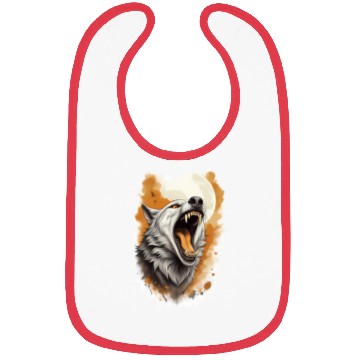 Discover Howling Wolf Under Full Moon Bibs