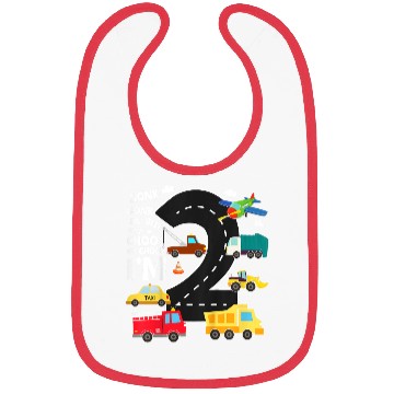 Discover Kids Birthday 2 Traffic Vehicles Number Two Design Bibs