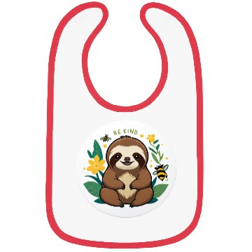 Discover Adorable Sloth with Bee and Flower Motif Bibs