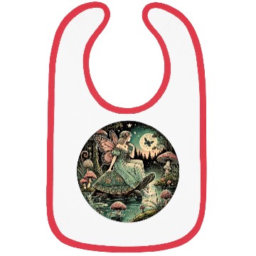 Discover Fairy Queen Rides Tortoise Under Moon Bibs