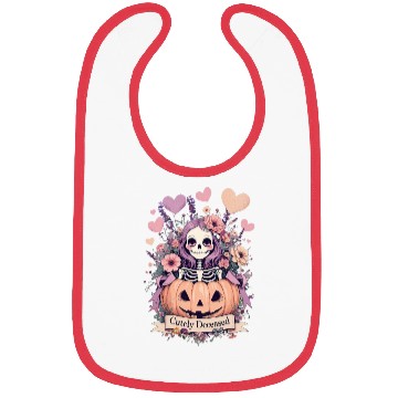 Discover Whimsical Skeleton with Pumpkin and Floral Accents Bibs