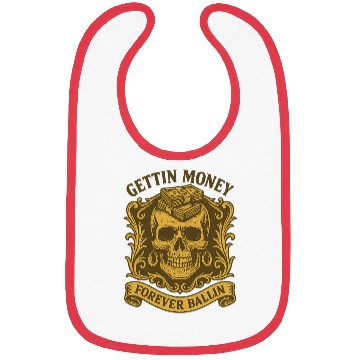 Discover Skull with Money and Wealth Theme Bibs