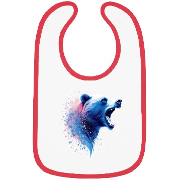 Discover Roaring Bear Head Blue And Pink Bibs