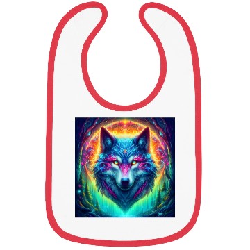 Discover Mystic Luminescent Wolf Artwork Bibs