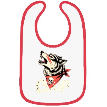 Discover Rebellious Wolf with Skull Bandana Bibs