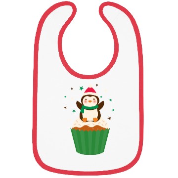 Discover Whimsical Penguin Holiday Cupcake Design Bibs