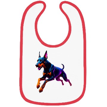 Discover Neon Doberman Running Illustration Bibs