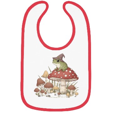 Discover Whimsical Forest Frog in Magic Mushroom Scene Bibs