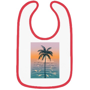 Discover Tropical Sunset Palm Illustration Bibs