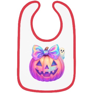 Discover Glowing Halloween Pumpkin with Iridescent Bow Bibs