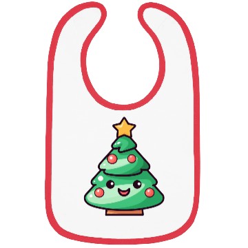 Discover Kawaii Christmas Tree Illustration Bibs