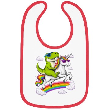 Discover T-Rex Dinosaur Riding Unicorn Bibs