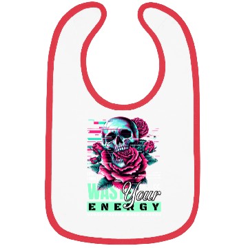 Discover Vivid Skull with Roses Neon Artwork Bibs