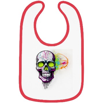 Discover Neon Graffiti Skull Artwork Bibs