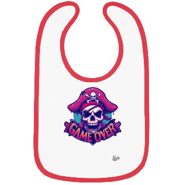 Discover Pirate Skull with Eye Patch and Game Over Banner Bibs