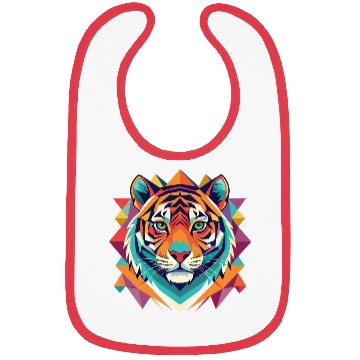 Discover Colorful Geometric Tiger Portrait Bibs
