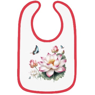 Discover Light Pink Lotus and Butterflies  Bibs
