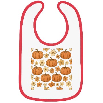 Discover Autumn Pumpkin and Flower Pattern Bibs