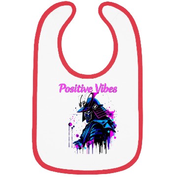 Discover Neon Samurai Skull with Positive Vibes Bibs