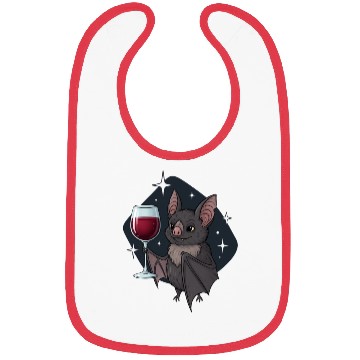 Discover Charming Bat with Wine Glass Illustration Bibs