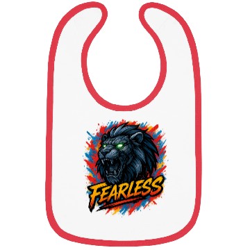 Discover Fearless Lion with Neon Eyes Design Bibs