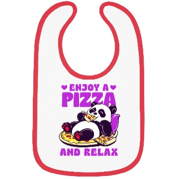 Discover Cute Panda Enjoying Pizza Illustration Bibs