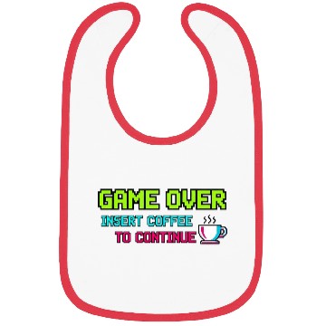 Discover Pixelated Video Game Over Coffee Illustration Bibs