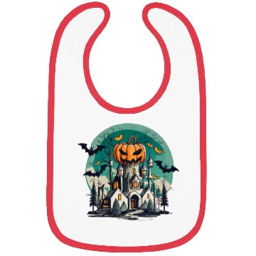 Discover Haunted Pumpkin Castle Halloween Design Bibs