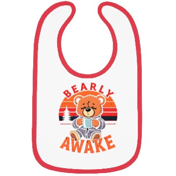 Discover Bearly Awake with Coffee Illustration Bibs