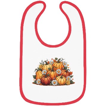 Discover Autumn Pumpkin and Daisy Ensemble Bibs