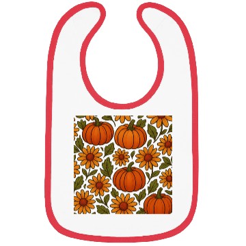 Discover Autumn Pumpkin and Daisy Pattern Bibs