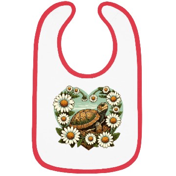 Discover Turtle surrounded by Daisy Heart Design Bibs