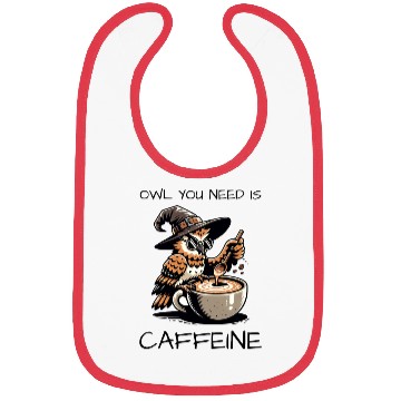 Discover Whimsical Wizard Owl Coffee Design Bibs