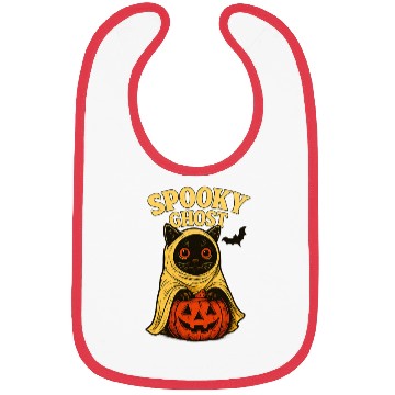 Discover Spooky Ghost Cat Halloween Design Bibs