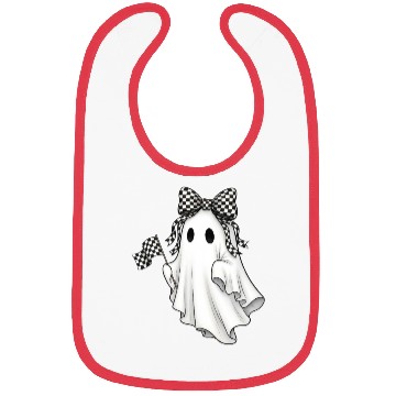 Discover Ghost Boo Checkered Bow Race Day Racing Flag Racer Bibs