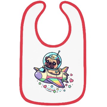 Discover Pug Astronaut in Rainbow Spaceship Bibs
