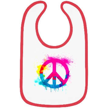 Discover Peace sign neon colors groovy spray paint splatter Bibs