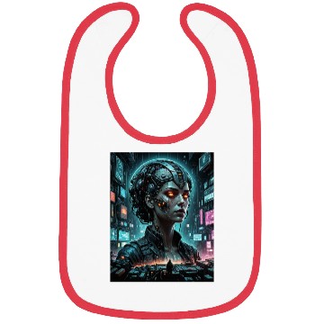 Discover Futuristic AI Cyborg Portrait Bibs