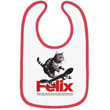 Discover Cool Cat Skateboard with cute Boy Name FELIX Bibs